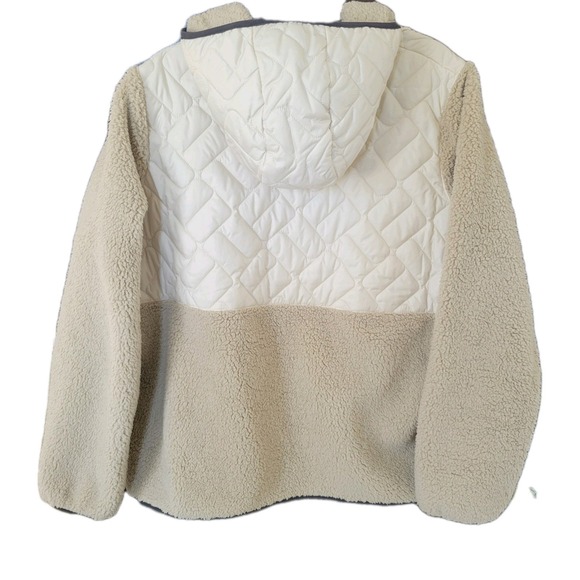 Columbia Women's Cream Tan Fleece Quilted Pullover Hoodie Sherpa Cozy Size XXL - Picture 8 of 11